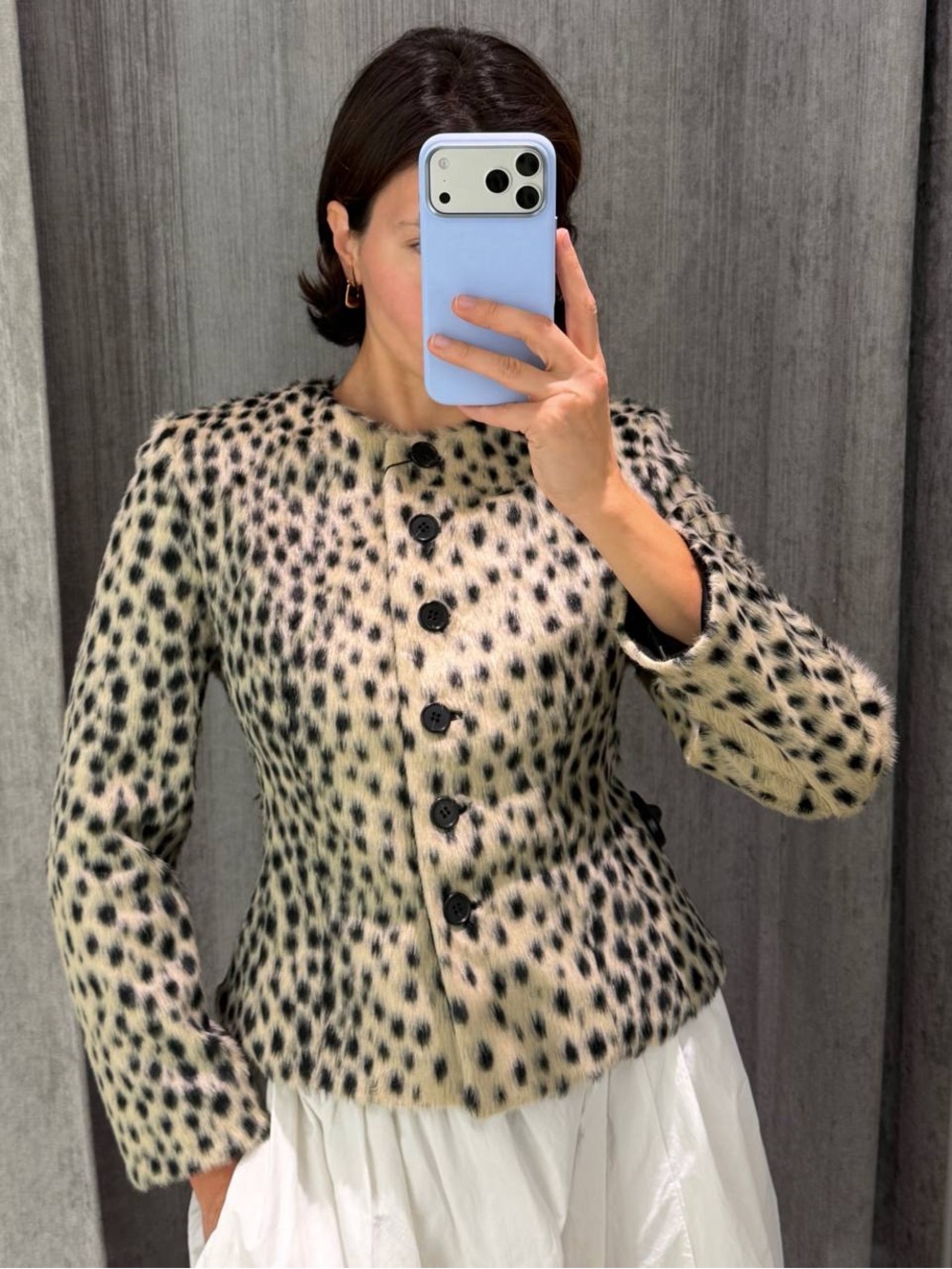 Leopard Spot Teddy Jacket - Cream & Black